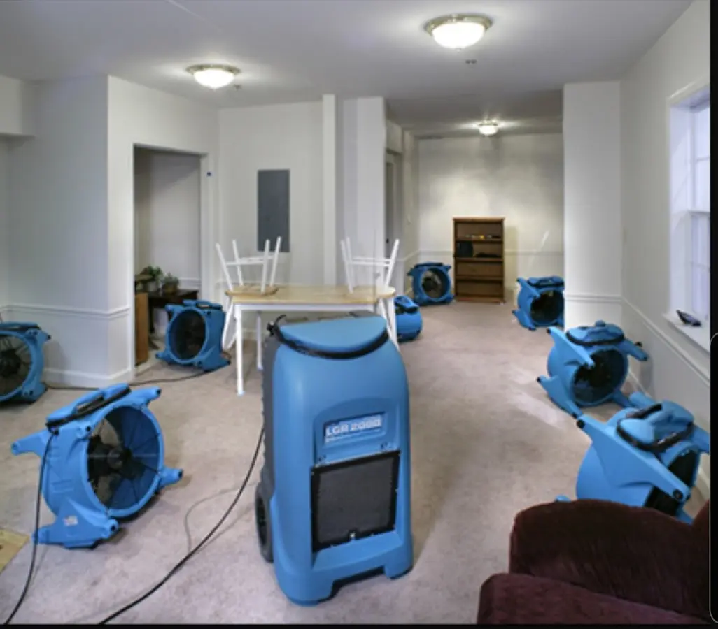Air movers and dehumidifier setup for Water Extraction & Removal in Palmetto